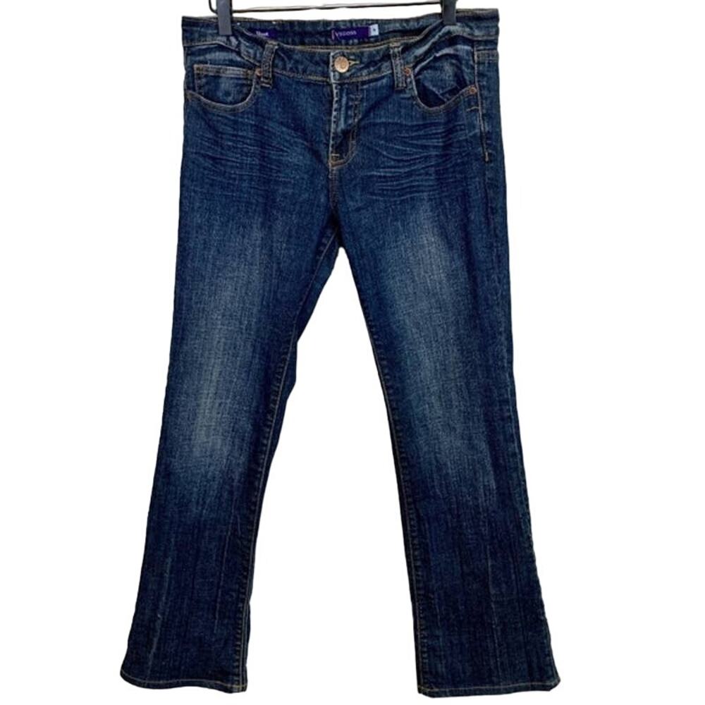 VIGOSS Jeans Juniors Size 9 Mid-Rise Bootcut Dark Wash Stretch Embroidered
